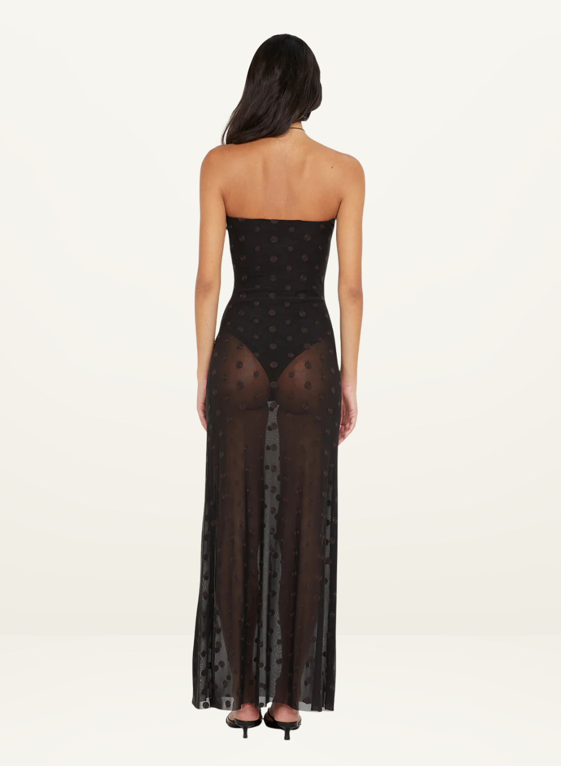 Bec + Bridge Karla Strapless Maxi Dress in BLACK & CHOC SPOT