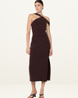 Bec + Bridge Sylvie Asym Midi Dress in Espresso