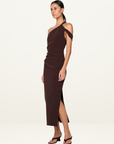 Bec + Bridge Sylvie Asym Midi Dress in Espresso