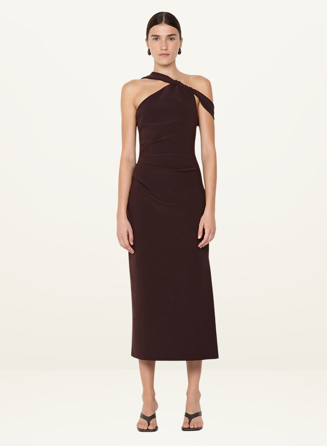 Bec + Bridge Sylvie Asym Midi Dress in Espresso