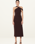 Bec + Bridge Sylvie Asym Midi Dress in Espresso