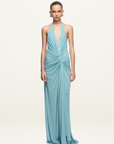 Bec + Bridge Xanthi V Neck Maxi Dress in Bermuda Blue