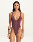 Bond-Eye Ring Mara One Piece in Amarena Lurex