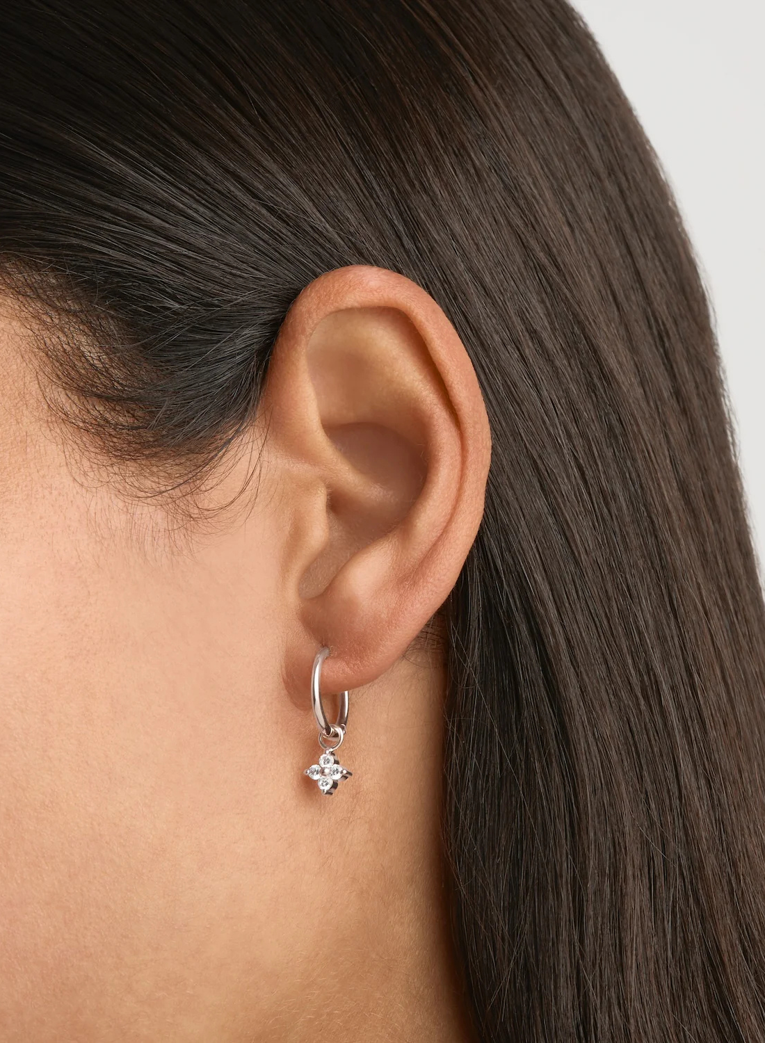 By Charlotte Crystal Bloom Stud Hoop Earrings in SILVER