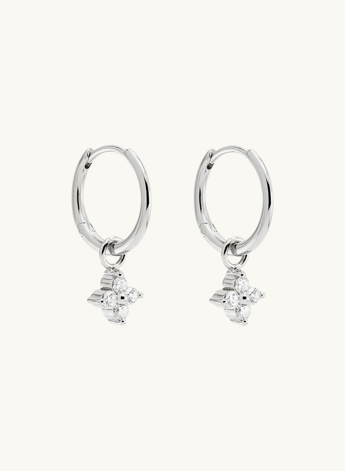 By Charlotte Crystal Bloom Stud Hoop Earrings in SILVER