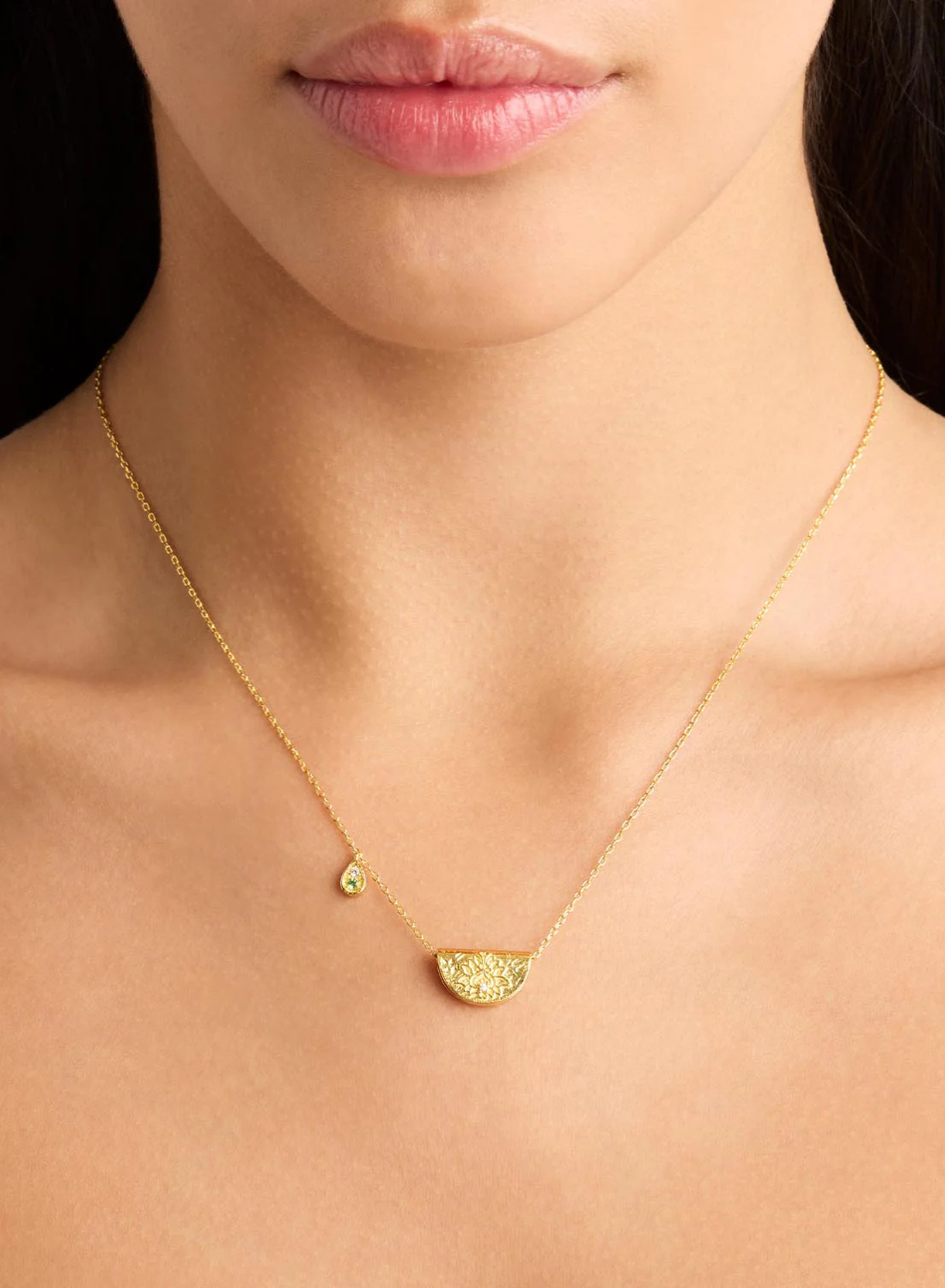 By Charlotte Lotus Birthstone Necklace in GOLD