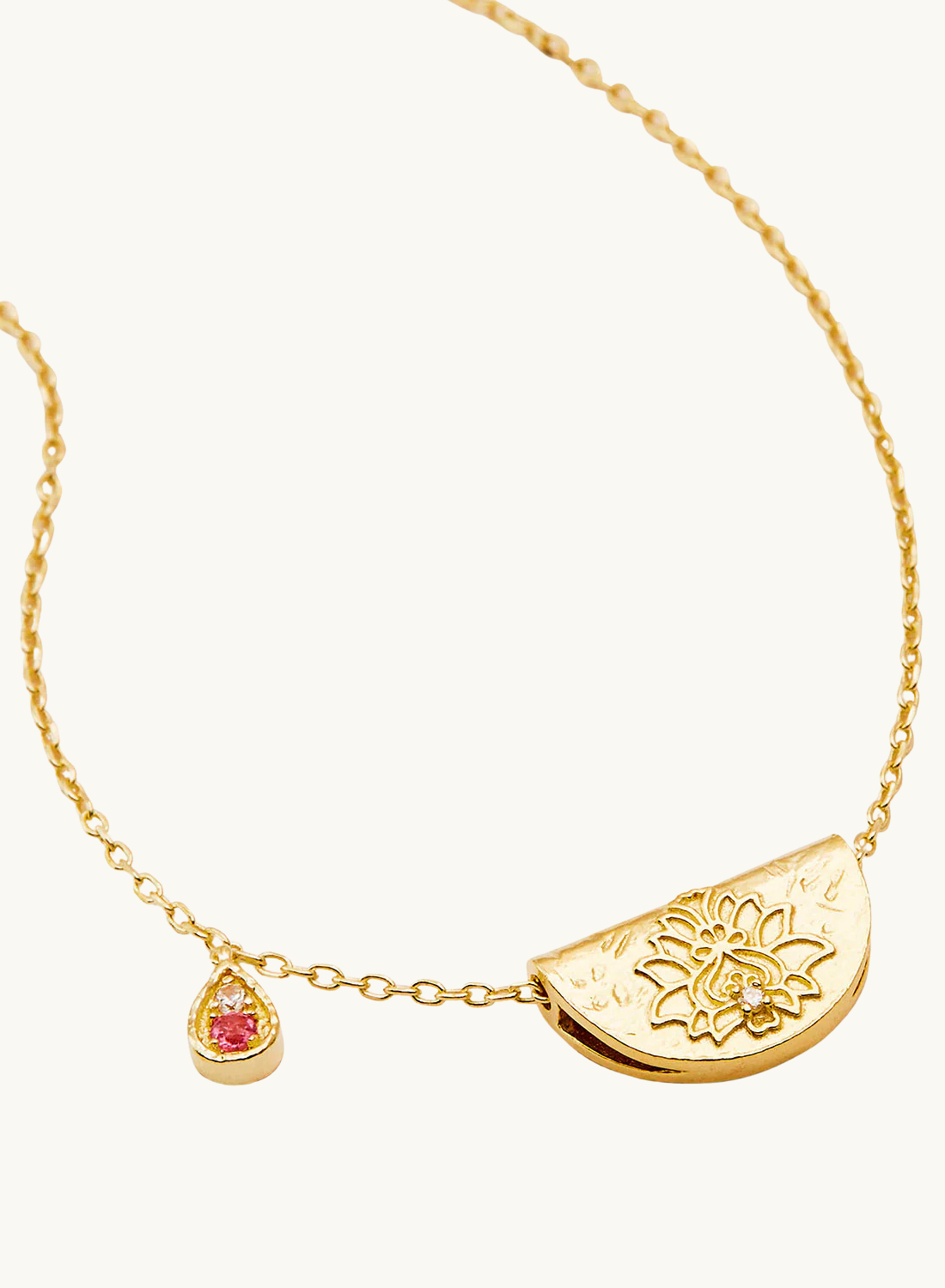 By Charlotte Lotus Birthstone Necklace in GOLD