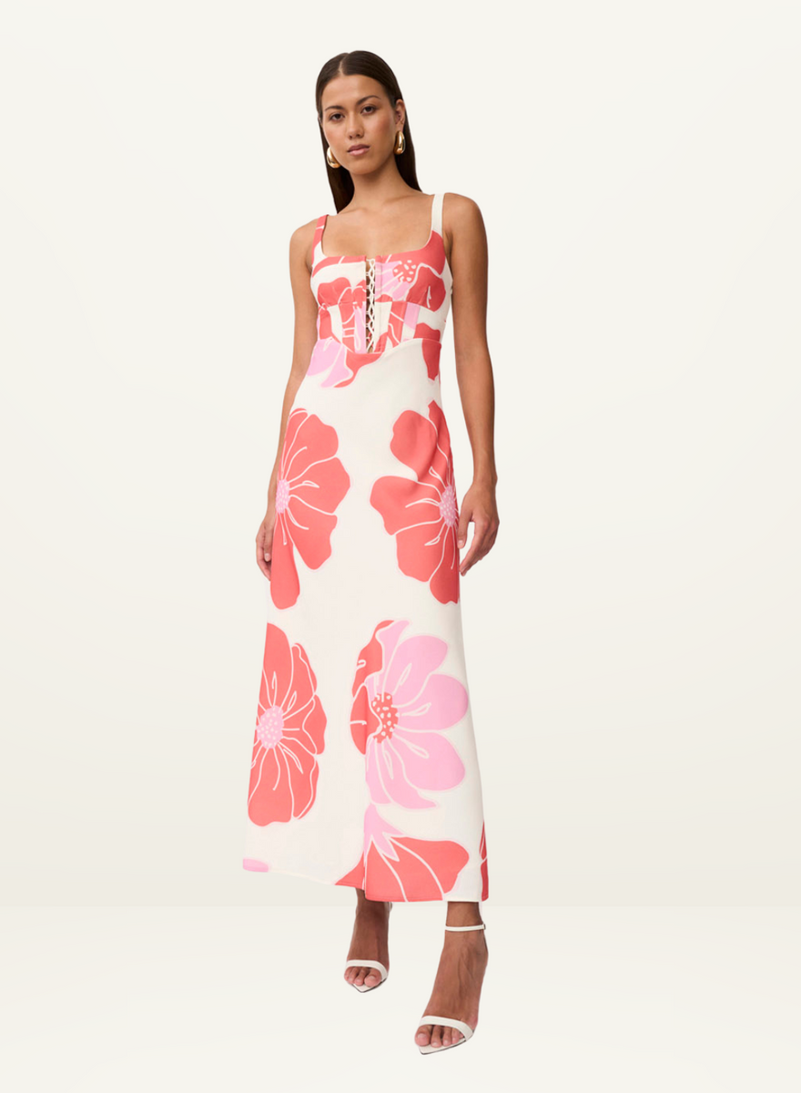 By Johnny Heidi Lace Up Bias Dress in FLORAL – Frolic Girls