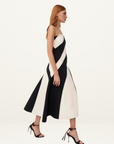 By Johnny Louise Panel Strapless Midi Dress in BLACK & IVORY