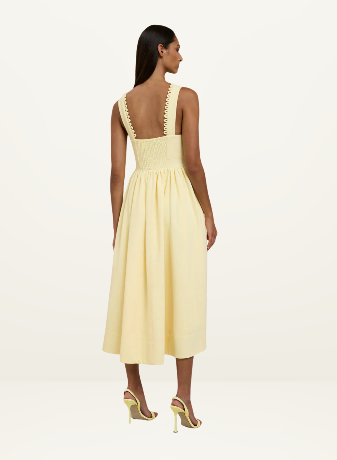 By Johnny Nova Scallop Midi Dress in Lemon