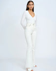 V Front Gather Long Sleeve Top IVORY By Johnny-By Johnny-Frolic Girls