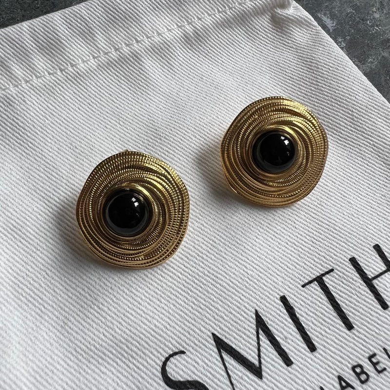 Natalia Onyx Stud Earrings GOLD Smith-SMITH-Frolic Girls
