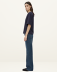Camilla and Marc Aqui V Neck Monogram Tee in Midnight Navy