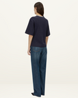 Camilla and Marc Aqui V Neck Monogram Tee in Midnight Navy