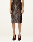 Camilla and Marc Hedione Sequin Skirt in Mocha Brown