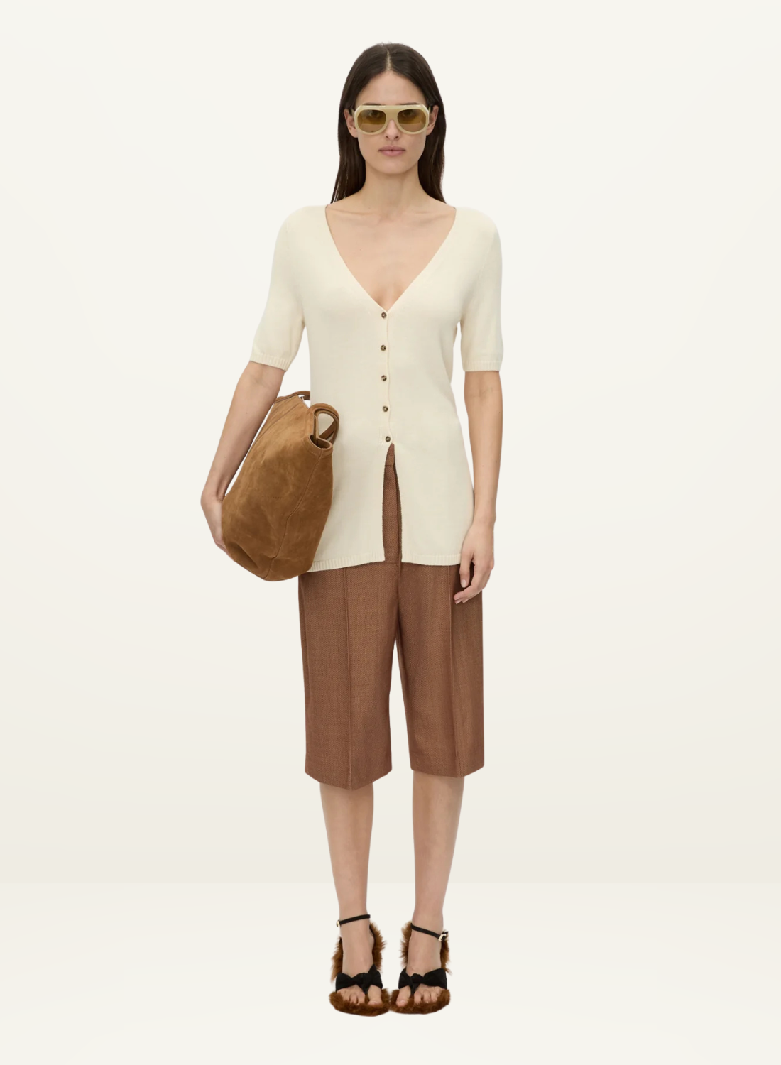 Camilla and Marc Nimbus Buttoned Short Sleeve Top in Cream