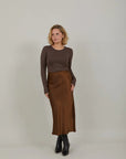 Skyler Mid Length Skirt METALLIC BROWN Coster Copenhagen-Coset Copenhagen-Frolic Girls