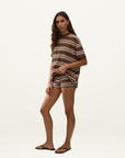 Faithfull Playa Mini Short in Ombre Stripe Macro Carob