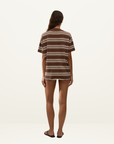 Faithfull Playa Mini Short in Ombre Stripe Macro Carob