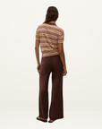 Faithfull Sable Polo Shirt in Luis Stripe Dusty Mauve