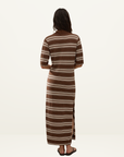 Faithfull Santiago Polo Dress in Stripe Macro Carob