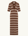 Faithfull Santiago Polo Dress in Stripe Macro Carob