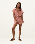 Faithfull Zion Playsuit in Orozco Stripe Dusty Tomato