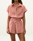 Faithfull Zion Playsuit in Orozco Stripe Dusty Tomato