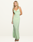 Isabelle Quinn Stella Maxi Slip Dress in Patina Green // COMING SOON