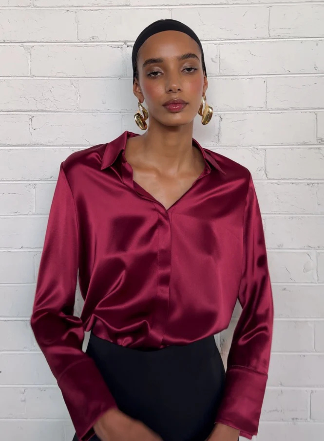 Kianna Silky Shirt in Burgundy// LAST ONE - SIZE 12
