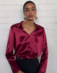 Kianna Silky Shirt in Burgundy// LAST ONE - SIZE 12