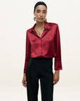 Kianna Silky Shirt in Burgundy// LAST ONE - SIZE 12