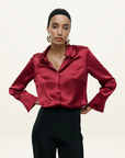 Kianna Silky Shirt in Burgundy// LAST ONE - SIZE 12