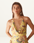 Kinga Csilla Bacio Di Mare Halter Midi Dress in Yellow