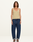 Kivari Jessica Cropped Barrel Jean in DARK STONEWASH