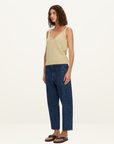 Kivari Jessica Cropped Barrel Jean in DARK STONEWASH