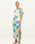 Kivari Sophie Midi Dress in YELLOW BLUE FLORAL