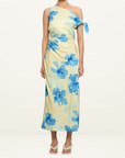 Kivari Sophie Midi Dress in YELLOW BLUE FLORAL