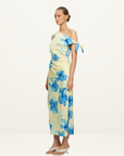 Kivari Sophie Midi Dress in YELLOW BLUE FLORAL