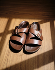 La Tribe Buckle Strap Sandal in Cognac
