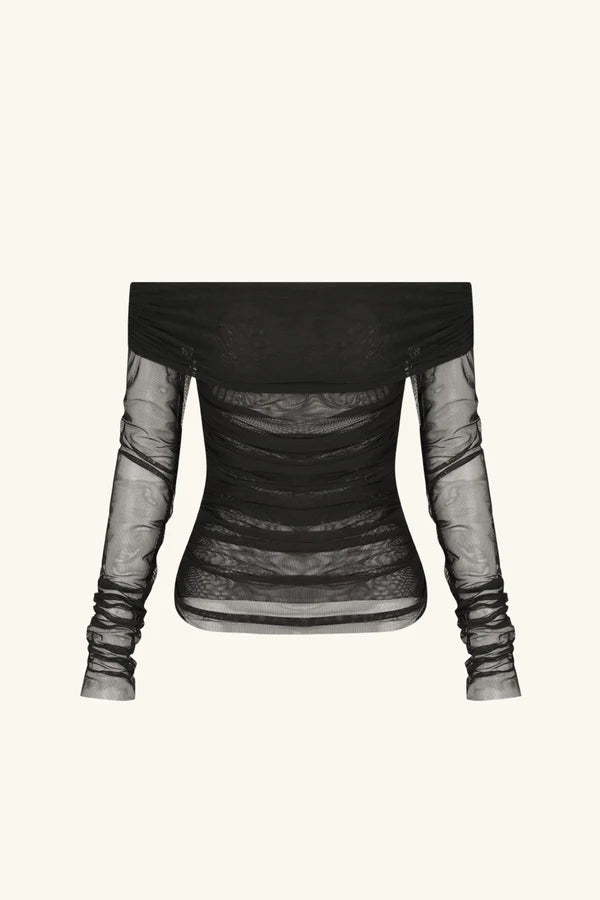 Mira Long Sleeve Off Shoulder Top BLACK Shona Joy-Shona Joy-Frolic Girls