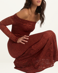 MON RENN Flora Lace Dress in WINE