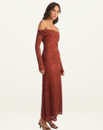 MON RENN Flora Lace Dress in WINE