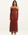 MON RENN Flora Lace Dress in WINE