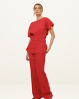 Mon Renn Lotus Top in Rose Red