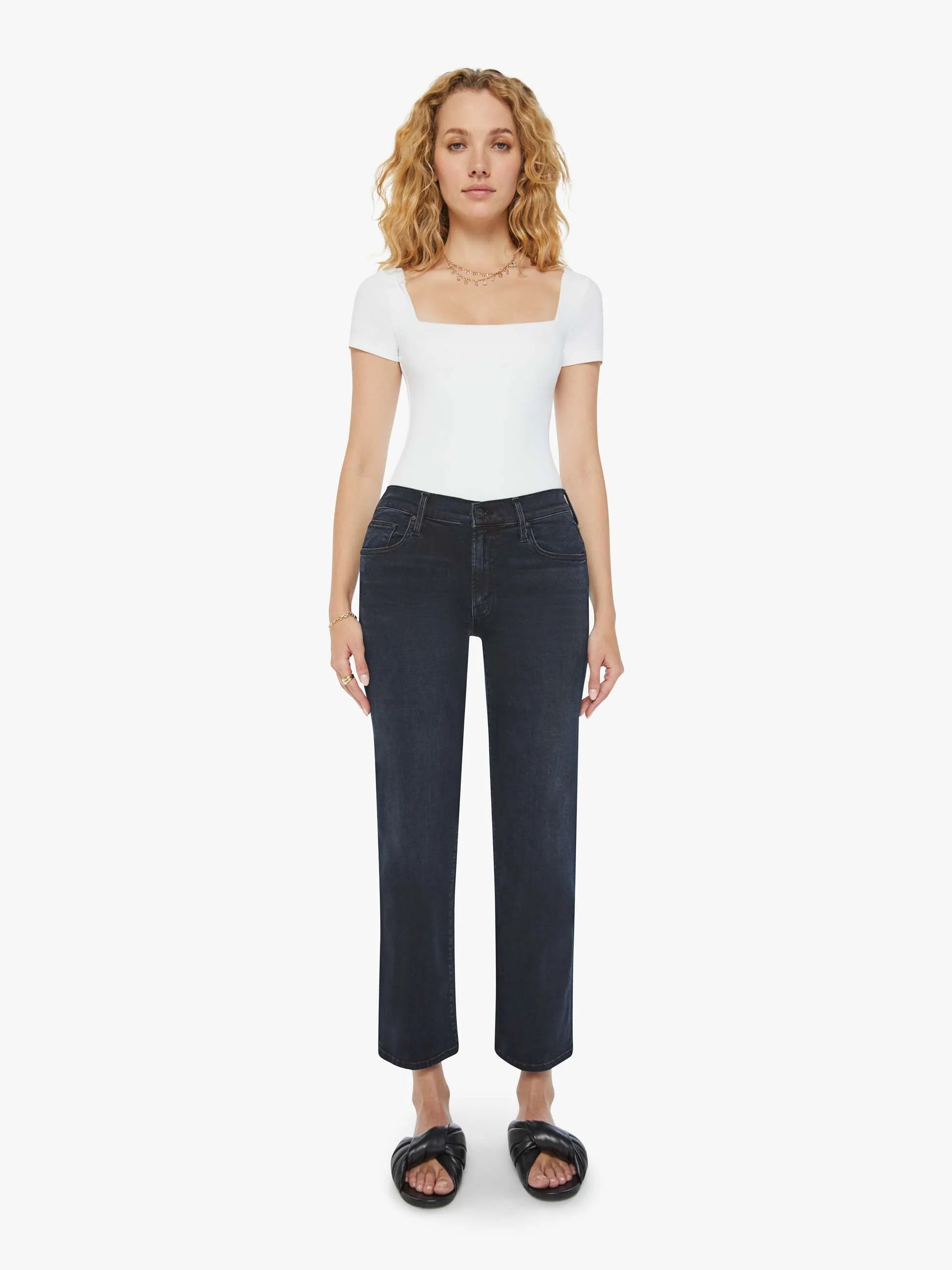 Mother Mid Rise Zip Rambler Ankle in NIGHT IN VENICE