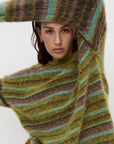 Nagnata Alpaca Stripe Sweater in Antique Moss