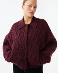 Nagnata Wool Quilted Bomber in Bordeaux