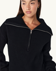 PE Nation High Season Zip Neck Knit Jumper in BLACK