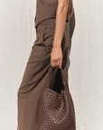 Rylan 19.57 Recycled Alt-Leather Woven Small Tote in BROWN